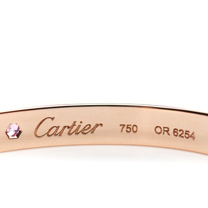 Cartier 18K Pink Gold Pink Sapphire LOVE Cuff Bracelet 16 4 of 5