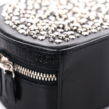 Versace Calfskin Crystal Studded Round Bag Black 7 of 12