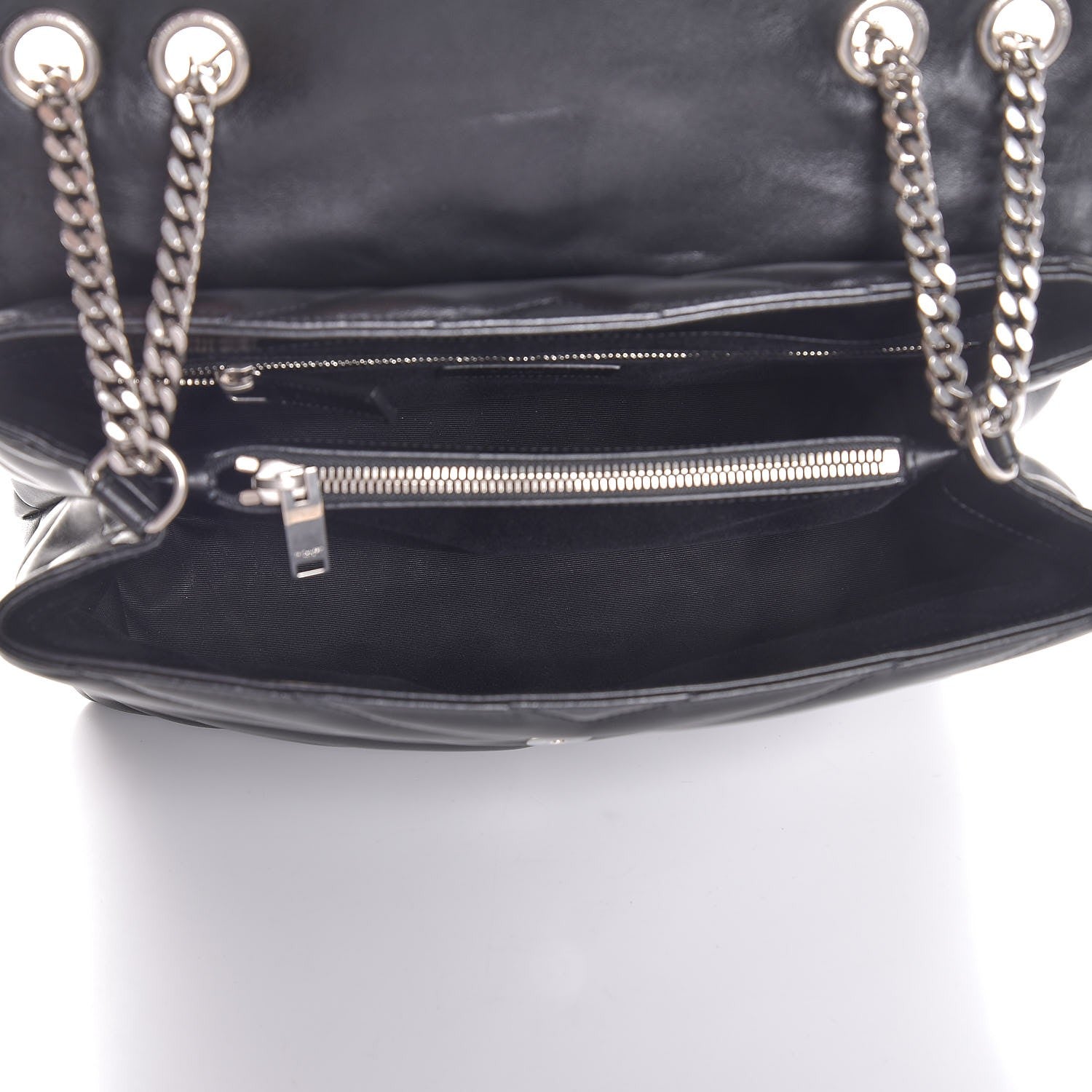 Saint Laurent Calfskin Y Quilted Monogram Medium Loulou Chain Satchel Black 5 of 9