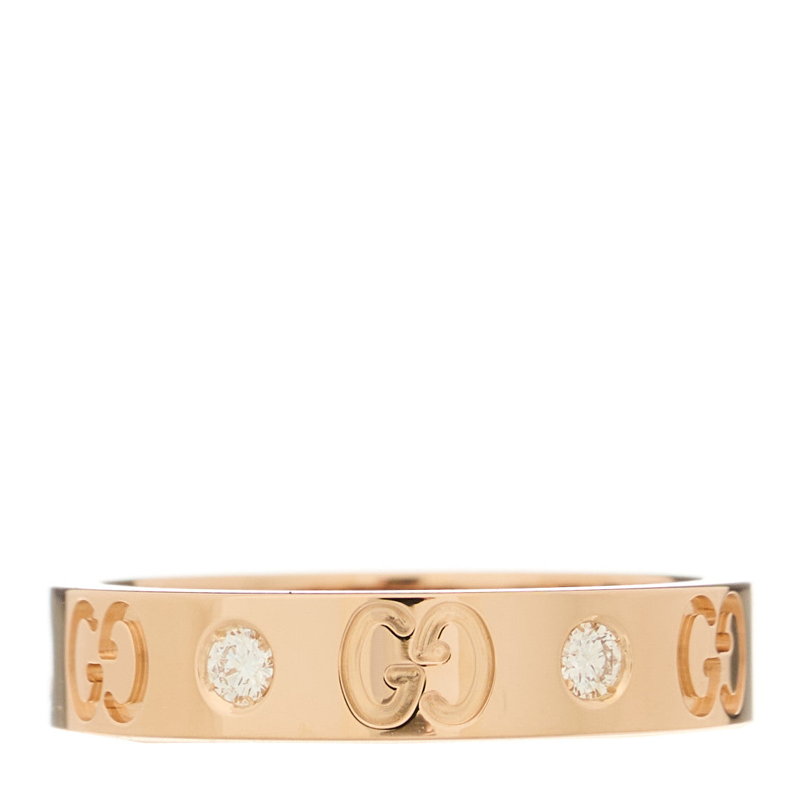 18K Rose Gold Diamond Icon Band Ring 50 5.5
