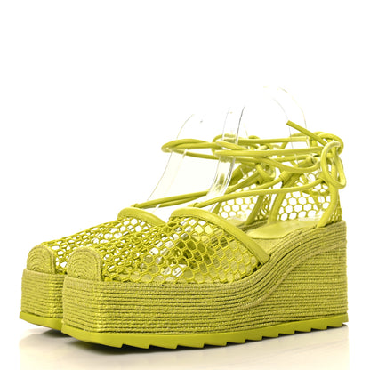 Bottega Veneta Mesh Lambskin Sporty Web Stretch Ankle Tie Espadrilles 39 Kiwi 4 of 8