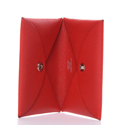 Hermes Epsom Calvi Card Case Rouge Casaque 5 of 7