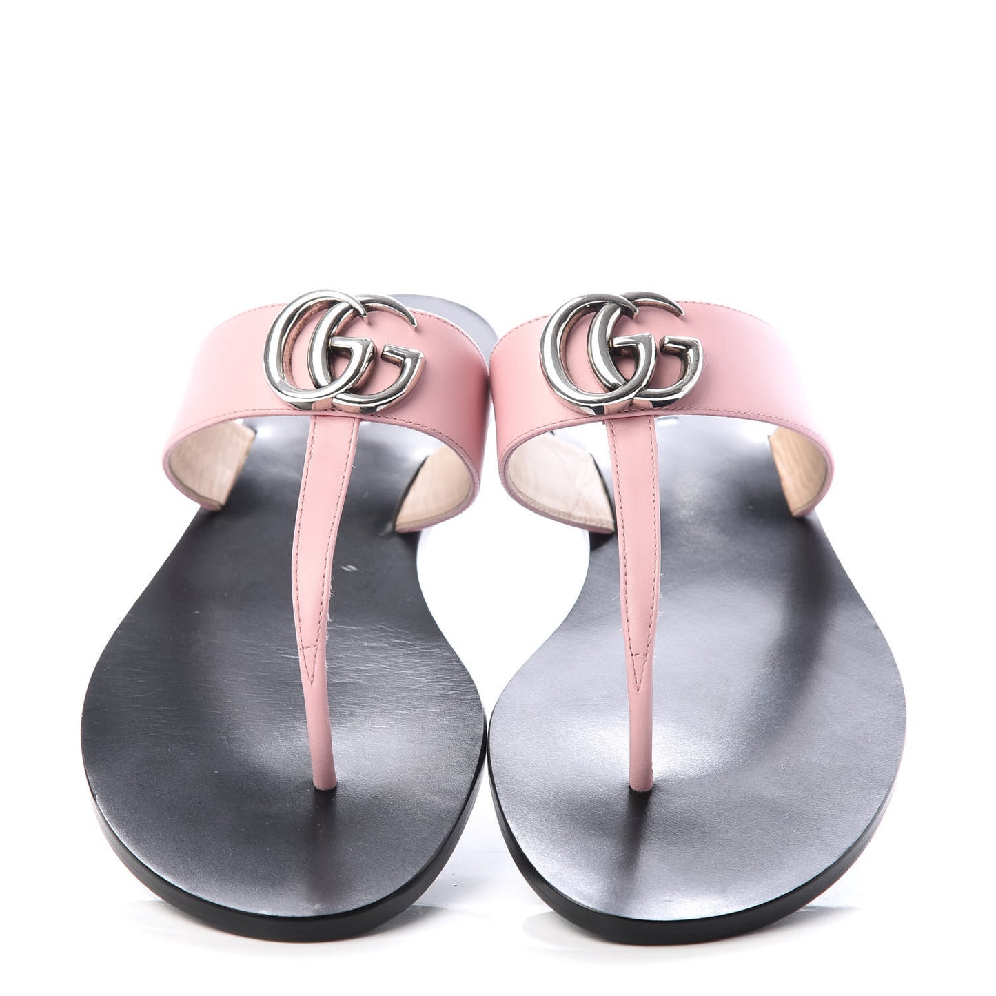 Calfskin GG Marmont Thong Sandals 37.5 Wild Rose