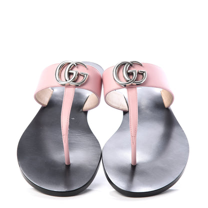 Gucci Calfskin GG Marmont Thong Sandals 37.5 Wild Rose 5 of 10