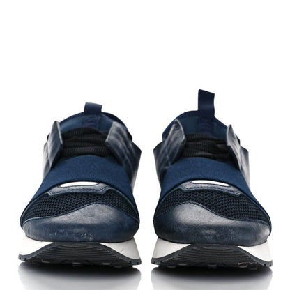 Balenciaga Mesh Calfskin Neoprene Suede Womens Race Runner Sneakers 37 Bleu Nuit 2 of 9