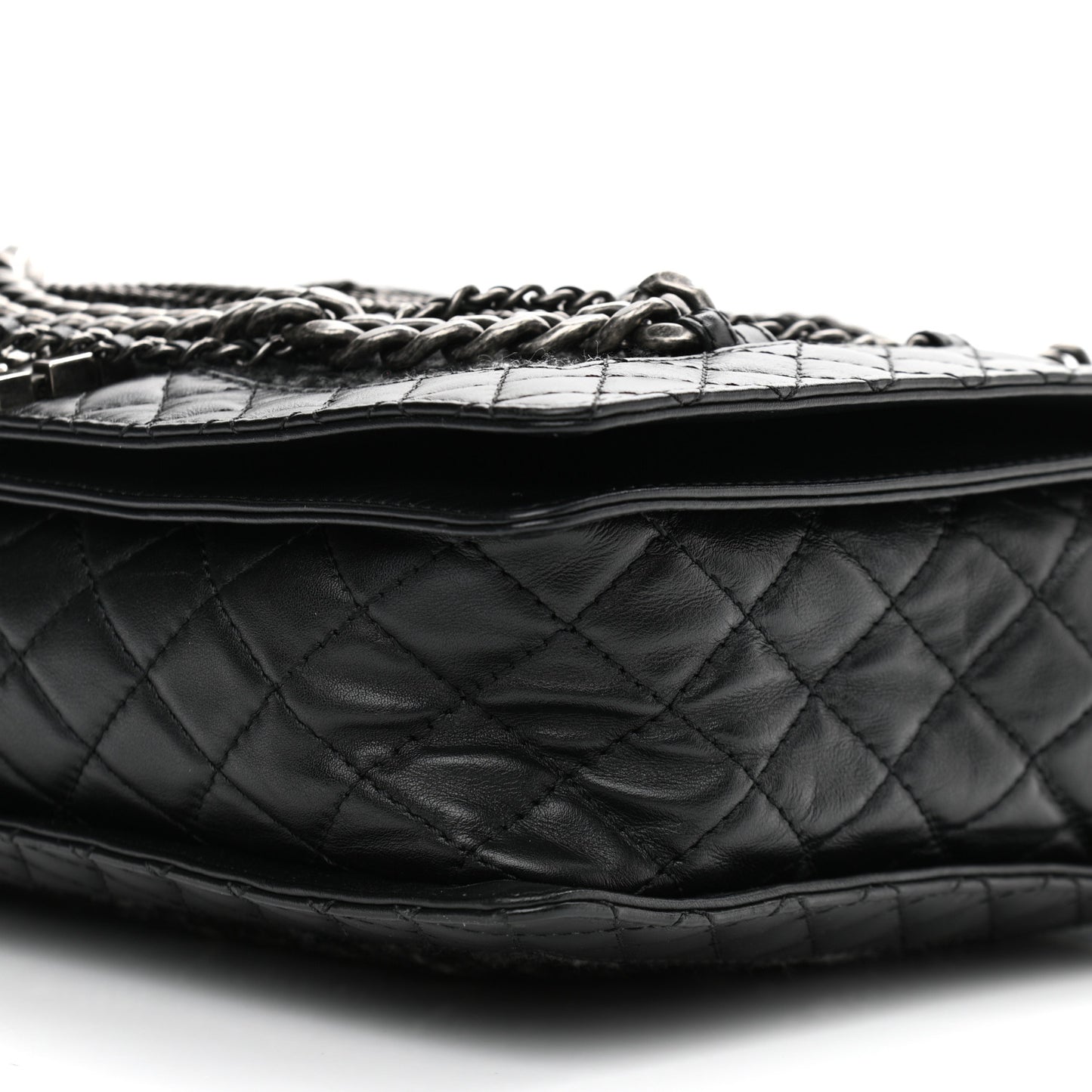 Calfskin Tweed Enchained XL Boy Flap Black