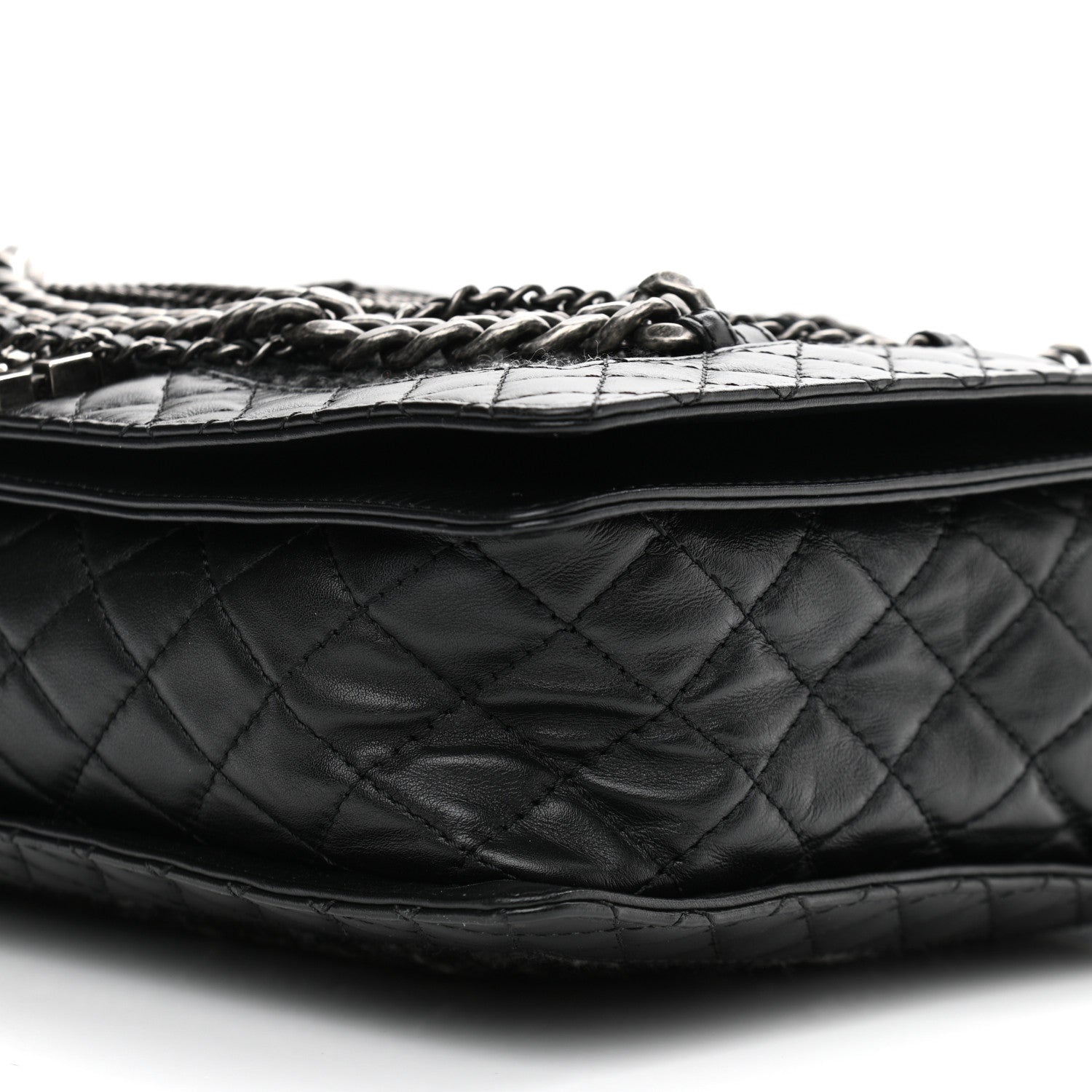 Chanel Calfskin Tweed Enchained XL Boy Flap Black 10 of 10