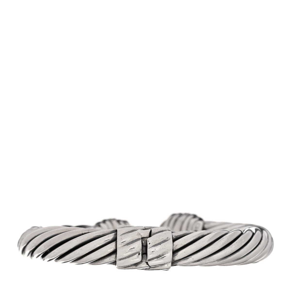 Sterling Silver Cultured Pearl Diamond 10mm Cable Classics Hinged Bracelet