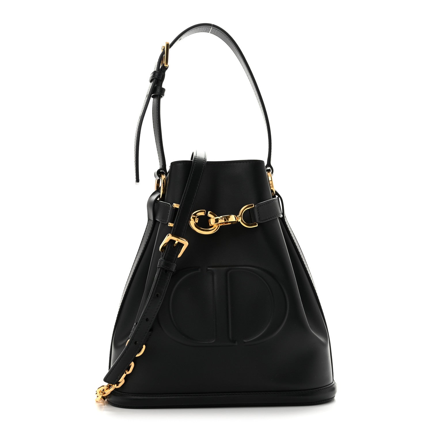 Christian Dior Calfskin CD Embossed Medium C'est Chain Bucket Bag Black 1 of 13