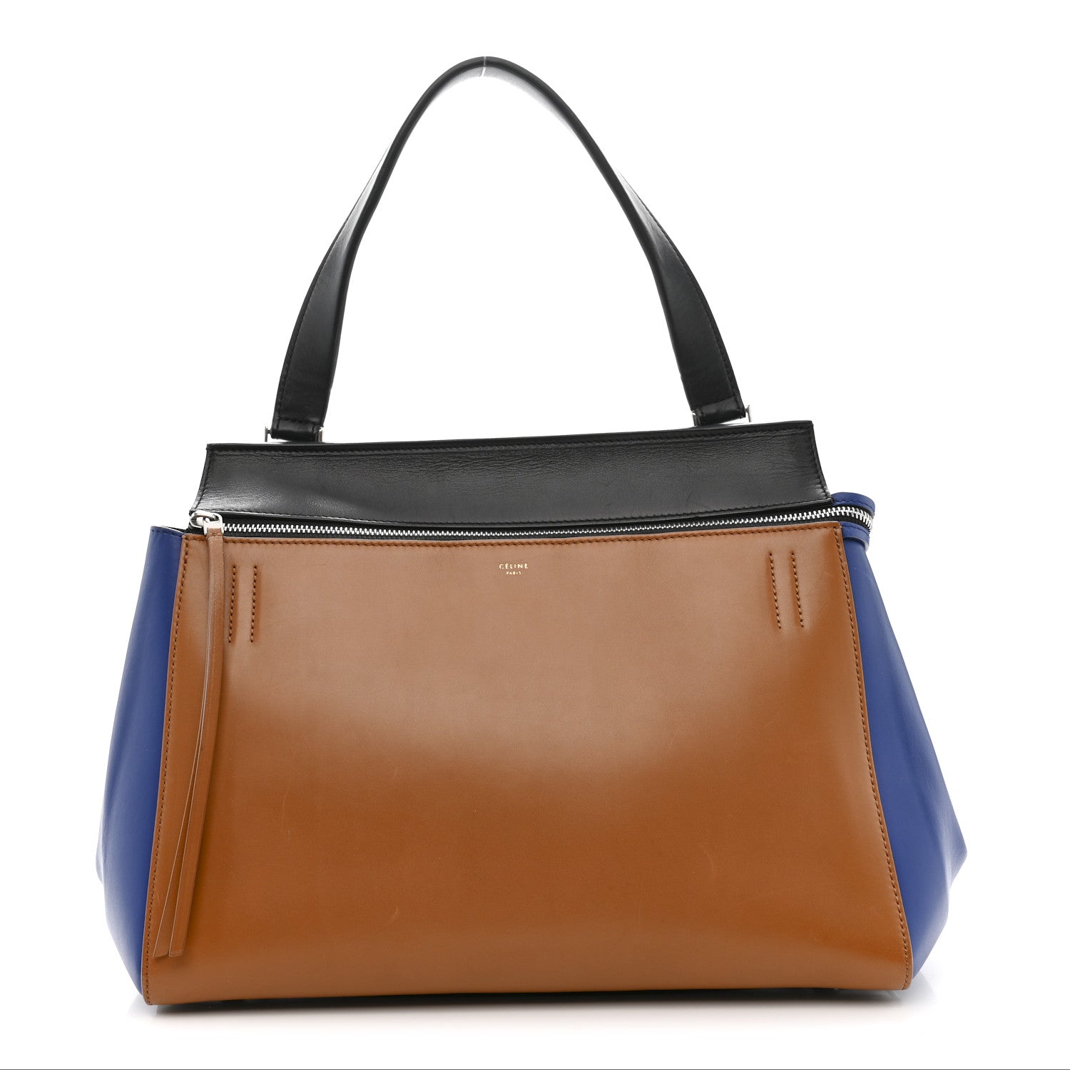 Celine Smooth Calfskin Medium Tri-Color Edge Shoulder Bag Tan 1 of 12
