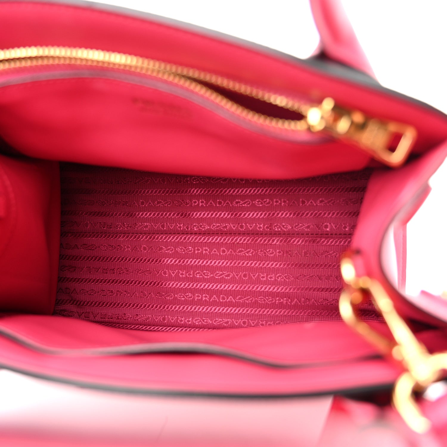 Prada Saffiano Cuir Calfskin Small Monochrome Top Handle Tote Magenta 5 of 10