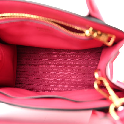 Prada Saffiano Cuir Calfskin Small Monochrome Top Handle Tote Magenta 5 of 10