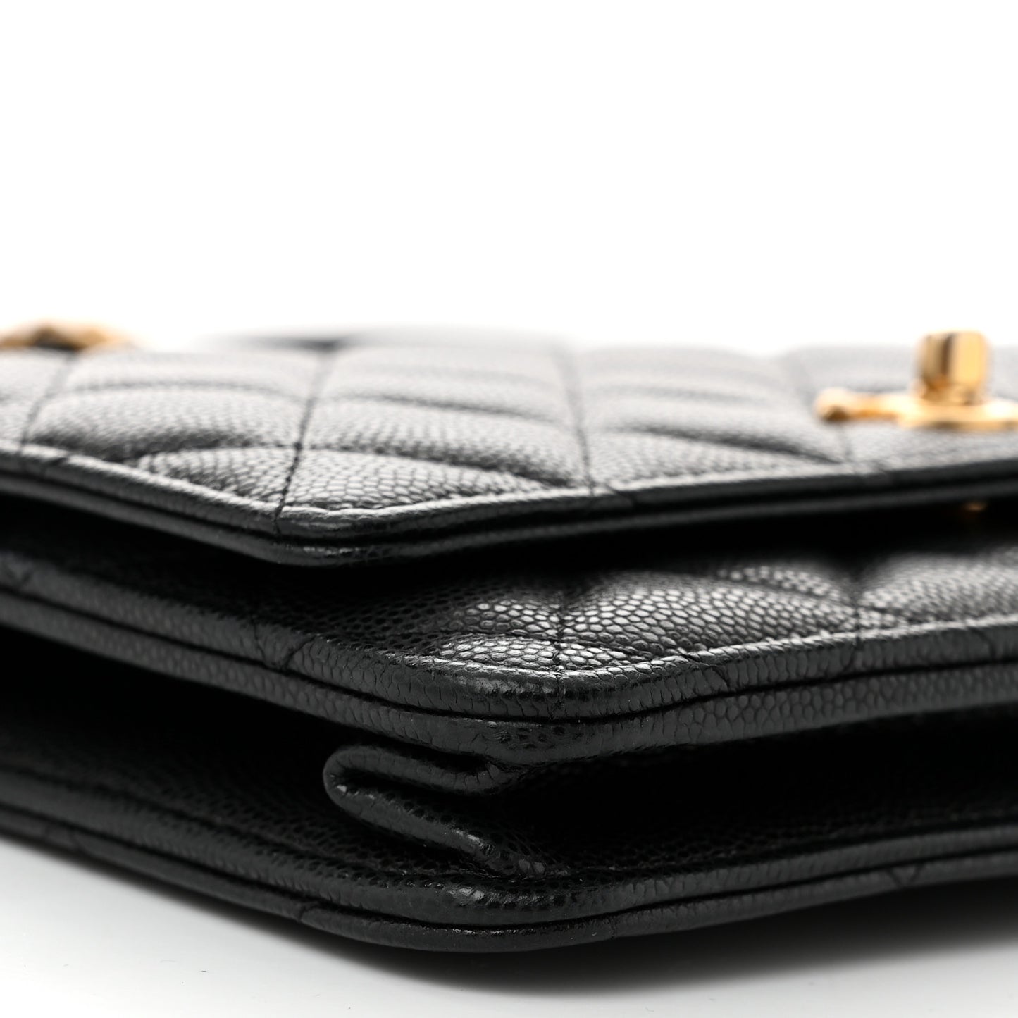Caviar Quilted Twist Your Buttons Wallet On Chain WOC Black