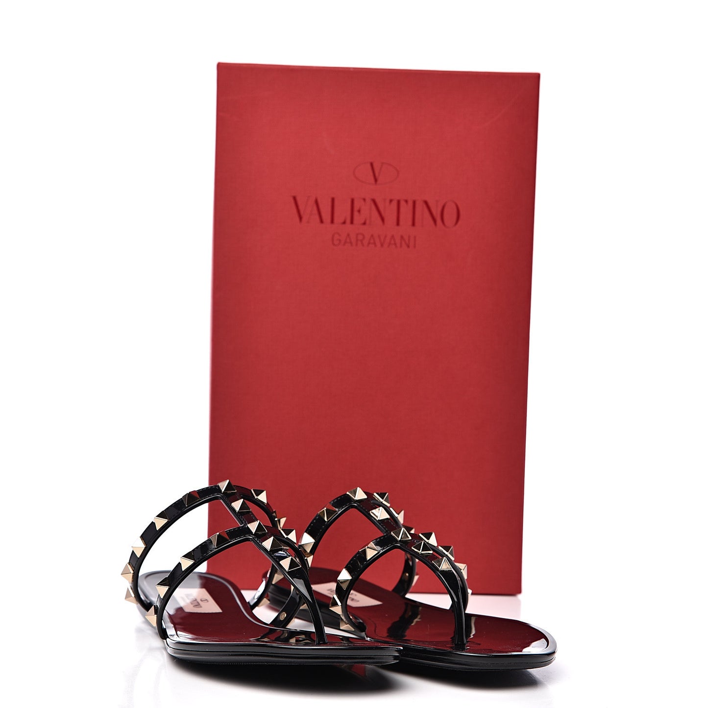 PVC Jelly Rockstud Caged Flat Thong Sandals 38 Black
