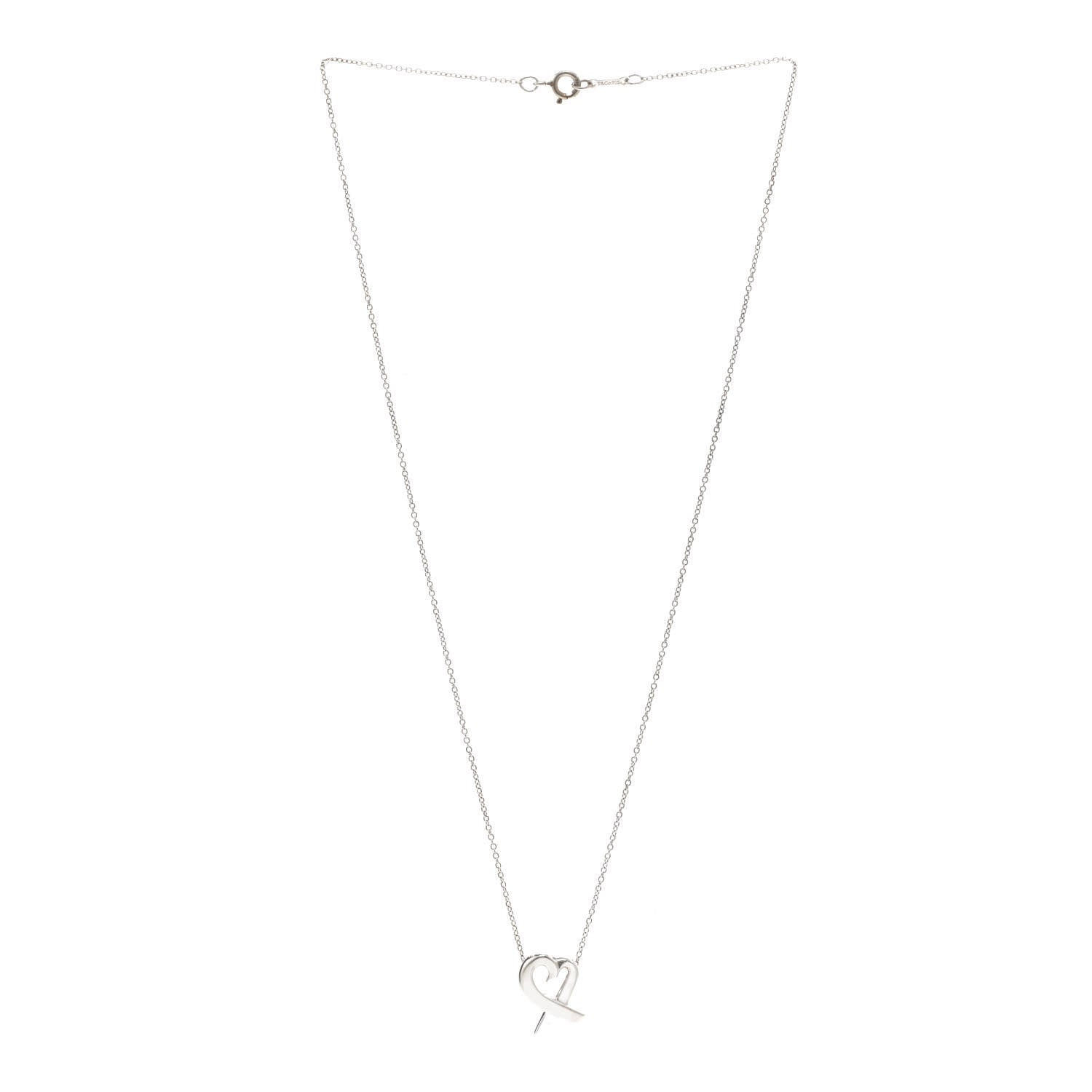 Tiffany Sterling Silver Small Paloma Picasso Loving Heart Pendant Necklace 3 of 4