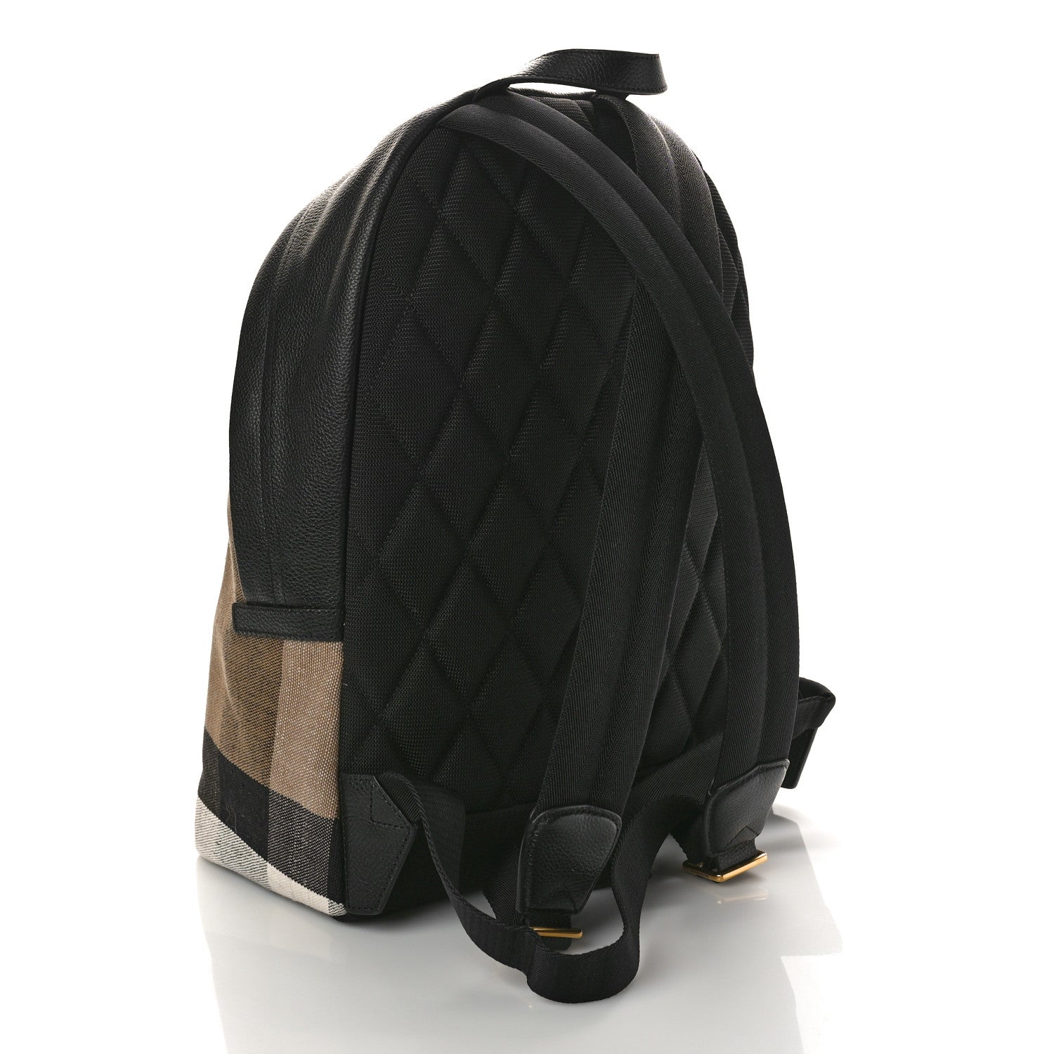 Burberry Mega Check Calfskin Abbeydale Simple Backpack Black Camel 2 of 9