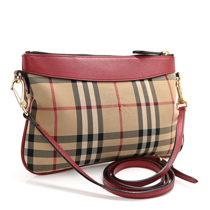 Burberry Horseferry Check Peyton Crossbody Clutch Bag Parade Red 3 of 9