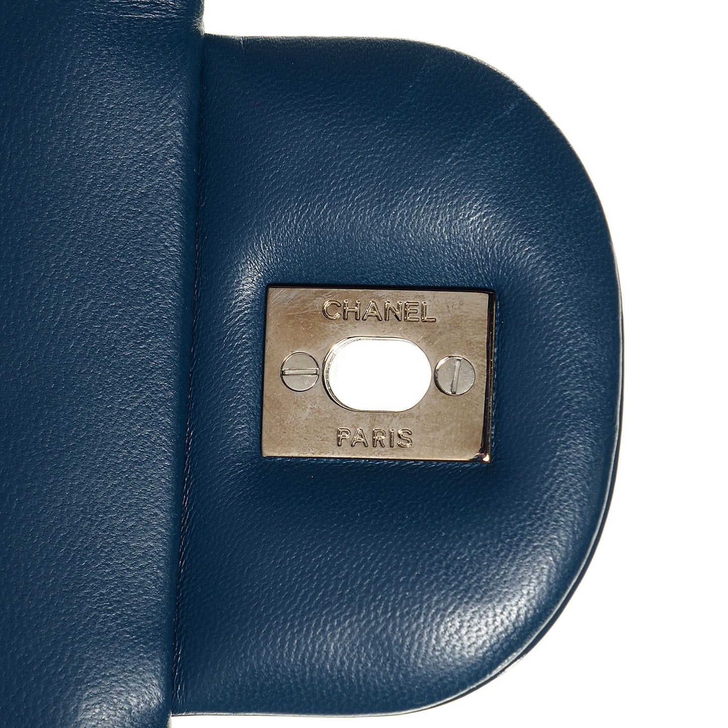 Patent Quilted Maxi Double Flap Navy Blue