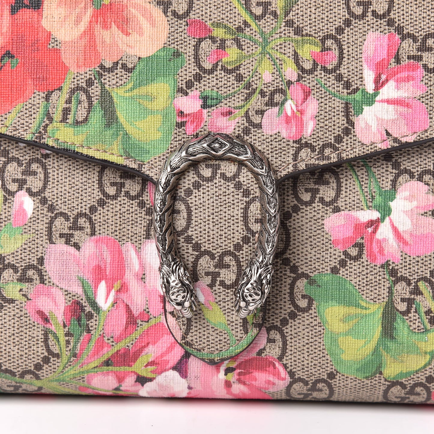 GG Supreme Monogram Blooms Mini Dionysus Chain Wallet Beige Multicolor Dry Rose
