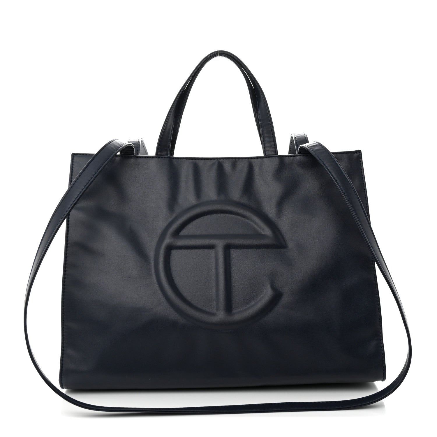 Telfar Vegan Leather Medium Shopping Bag Navy 1 of 11