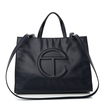 Telfar Vegan Leather Medium Shopping Bag Navy 1 of 11