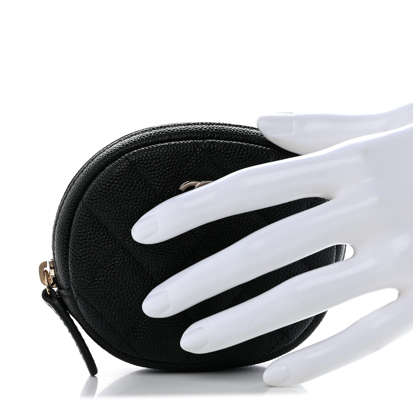 Caviar Quilted Zip Around Classic Coin Purse Black