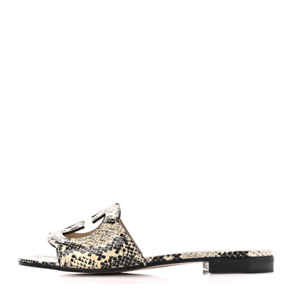 Gucci Calfskin Python Print Interlocking G Cut Out Slide Sandals 36 Beige Avana 1 of 8