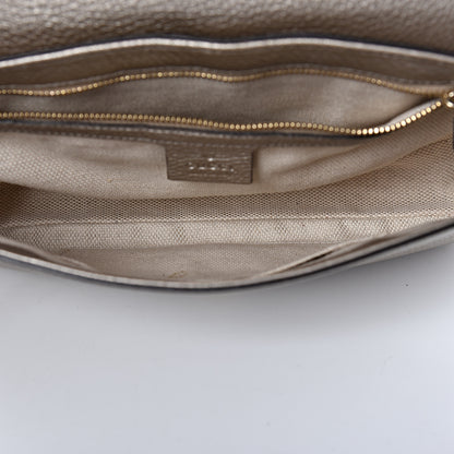 Gucci Metallic Pebbled Calfskin Medium Soho Flap Crossbody Golden Beige 5 of 11