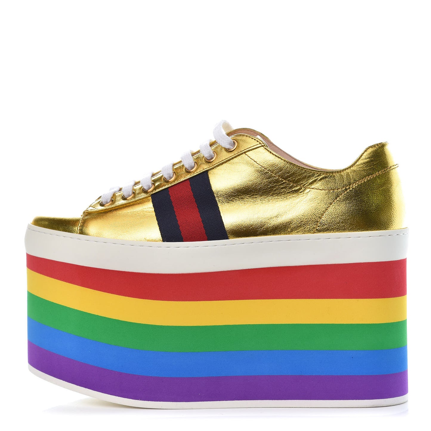 Metallic Nappa Peggy Platform Sneakers 36.5 Oro Vecchio