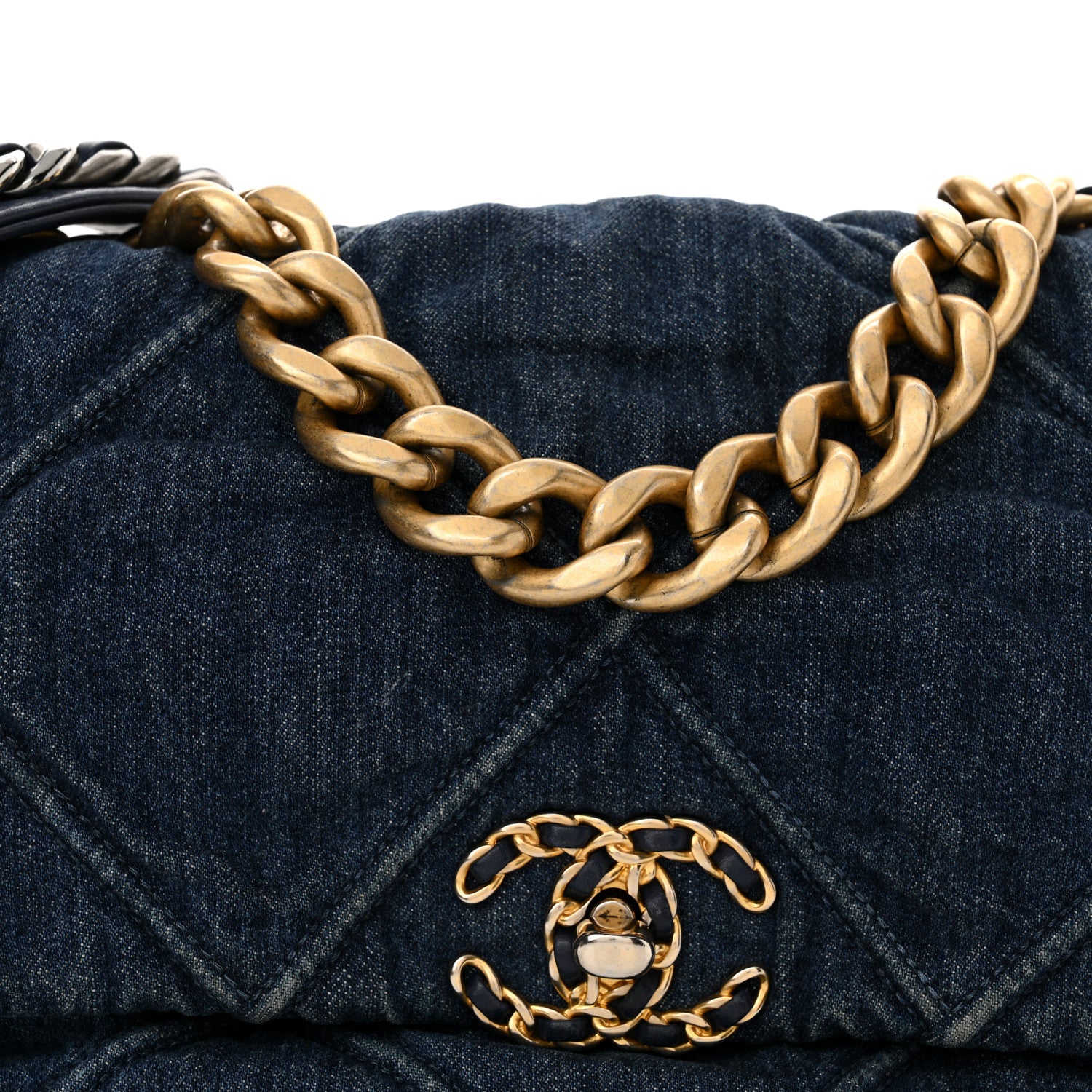 Chanel Denim Quilted Large Chanel 19 Flap Blue 8 of 10