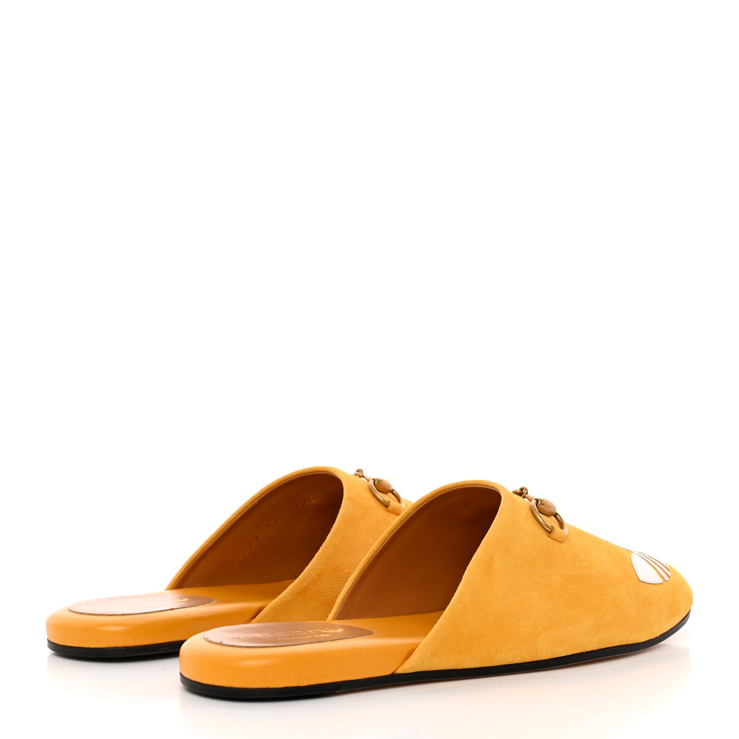 Gucci X ADIDAS Kid Scamosciato Quentin Goatskin Trefoil Embroidered Womens Horsebit Slippers 37 Crop Off White 4 of 14