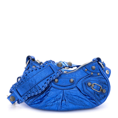 Balenciaga Metallic Arena Agneau Le Cagole Shoulder Bag XS Blue 1 of 13