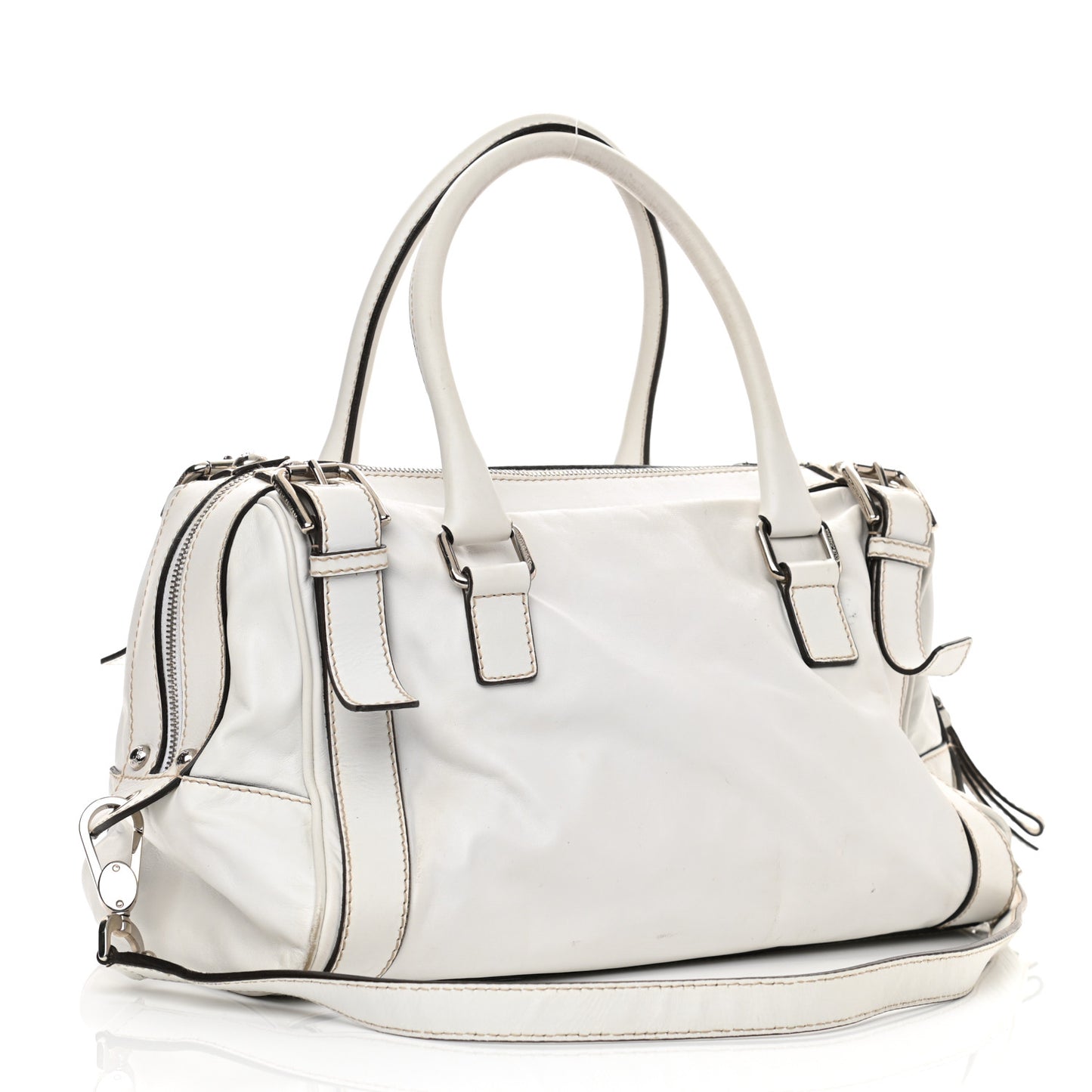 Smooth Calfskin Miss Easy Way Satchel White