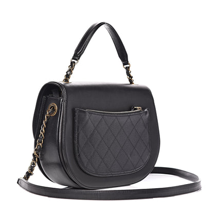 Chanel Shiny Calfskin Goatskin Quilted Medium Coco Curve Messenger Flap Black 3 of 12