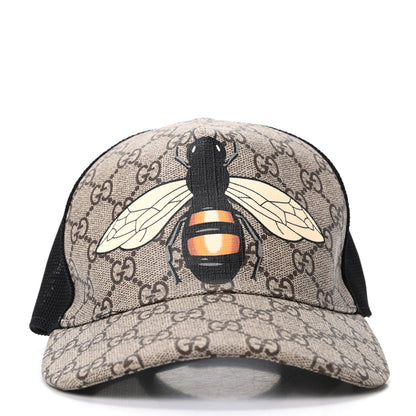 Gucci GG Supreme Monogram Bee Print Baseball Hat XS Beige 6 of 7