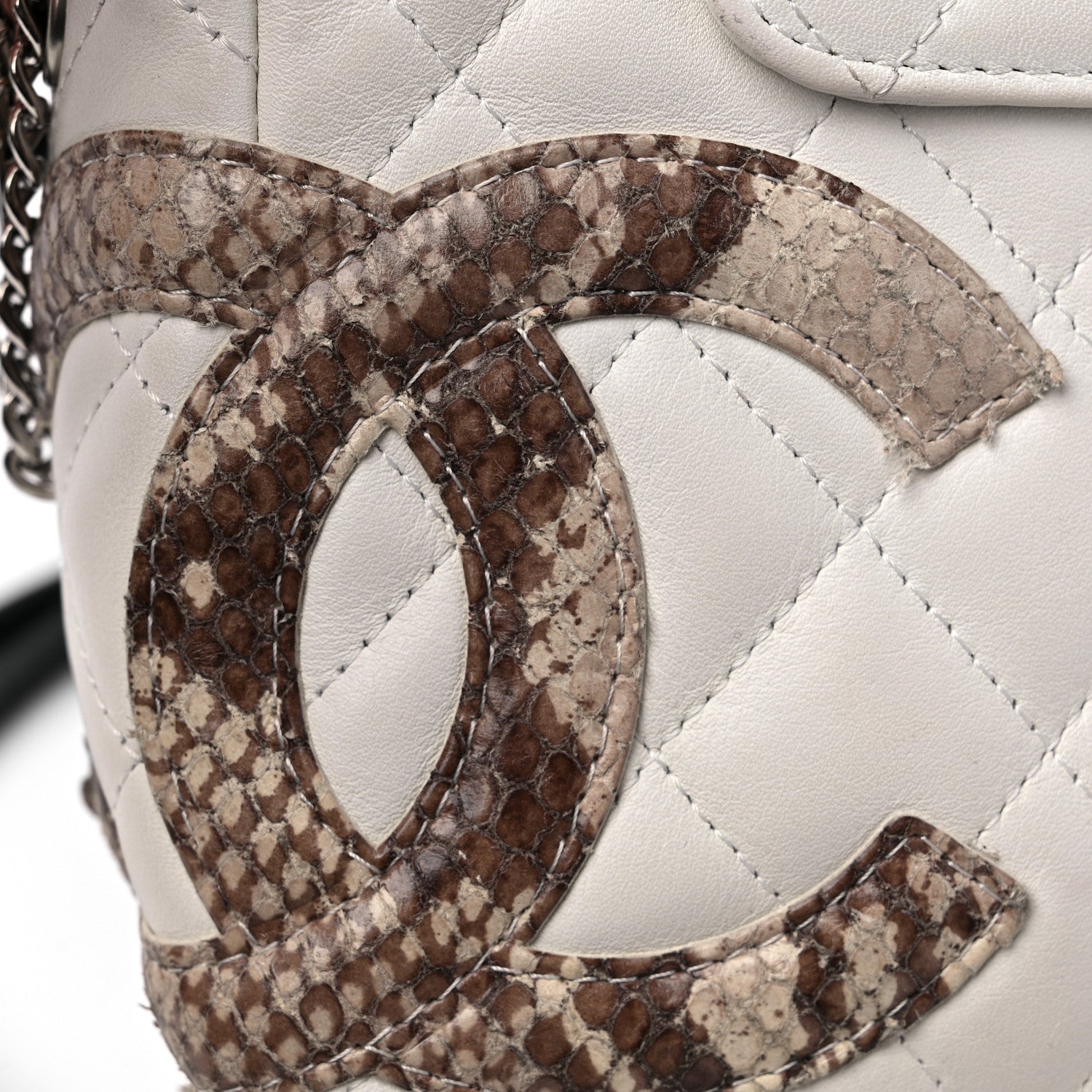 Chanel Calfskin Python Quilted Cambon Camera Case White 17 of 17