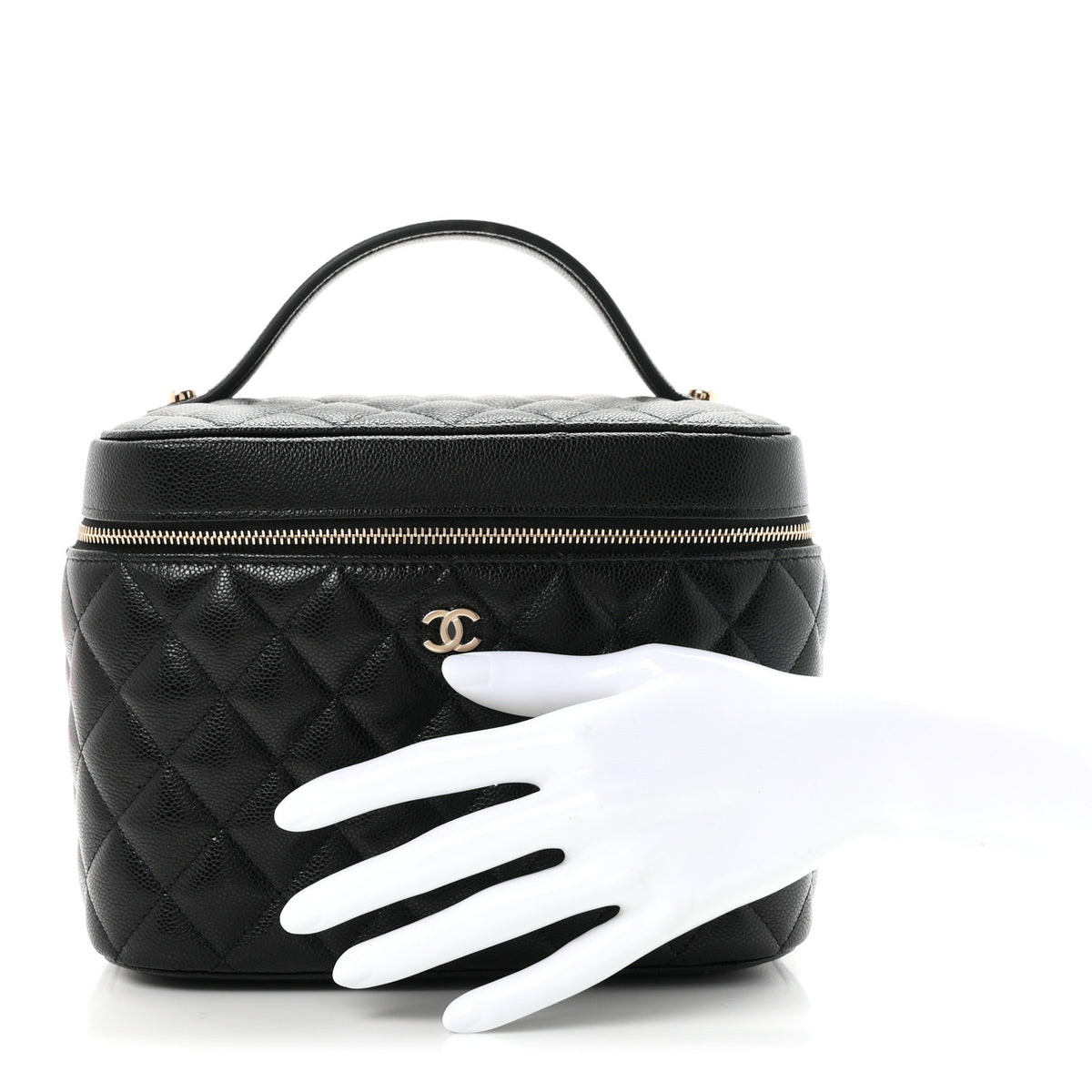 Caviar Quilted Large Vanity Pouch Black