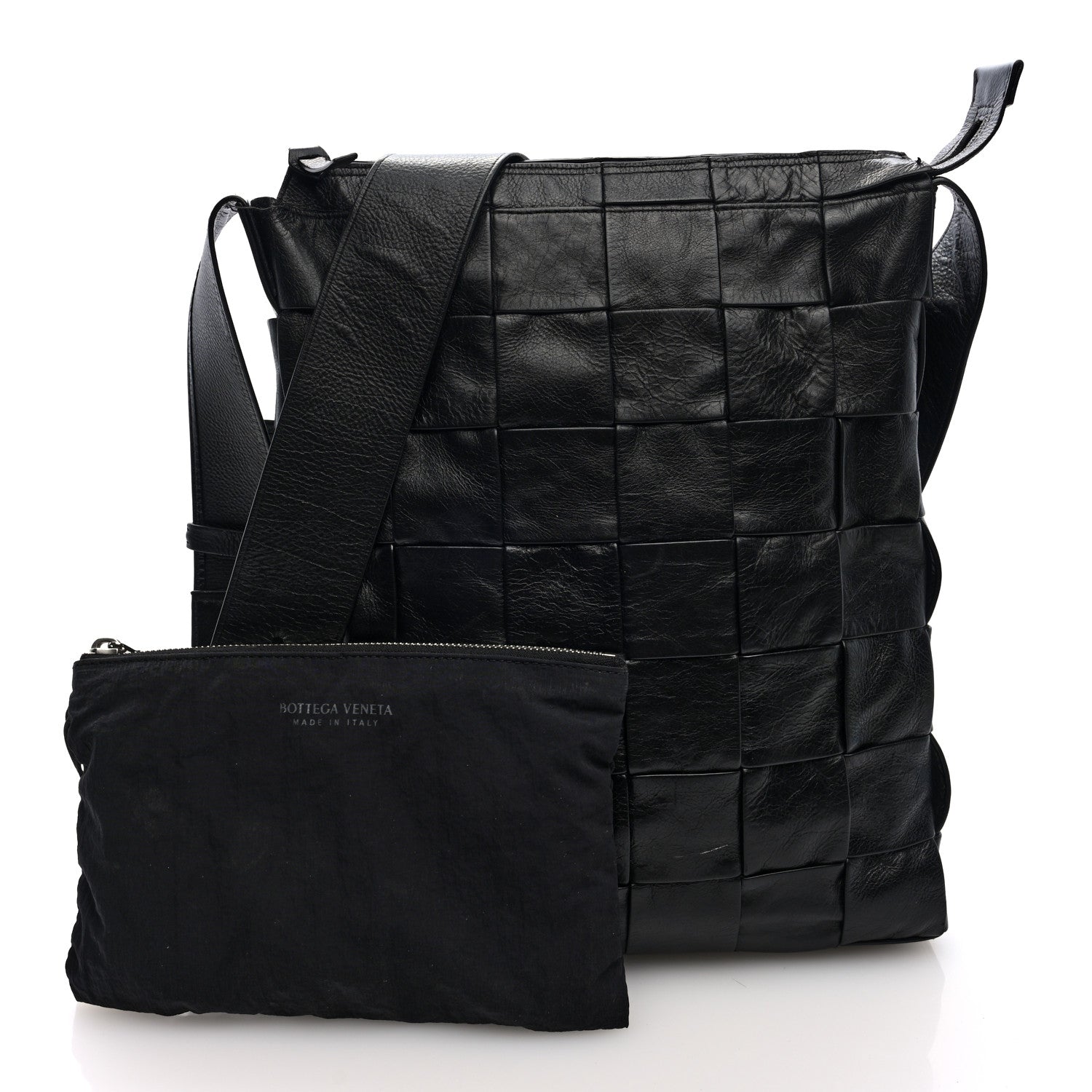 Bottega Veneta Paper Calfskin Maxi Intrecciato Cassette Messenger Black 3 of 10
