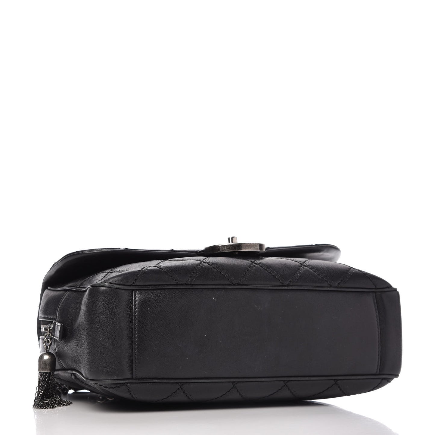 Calfskin Quilted Jumbo Coco Sporran Flap Black