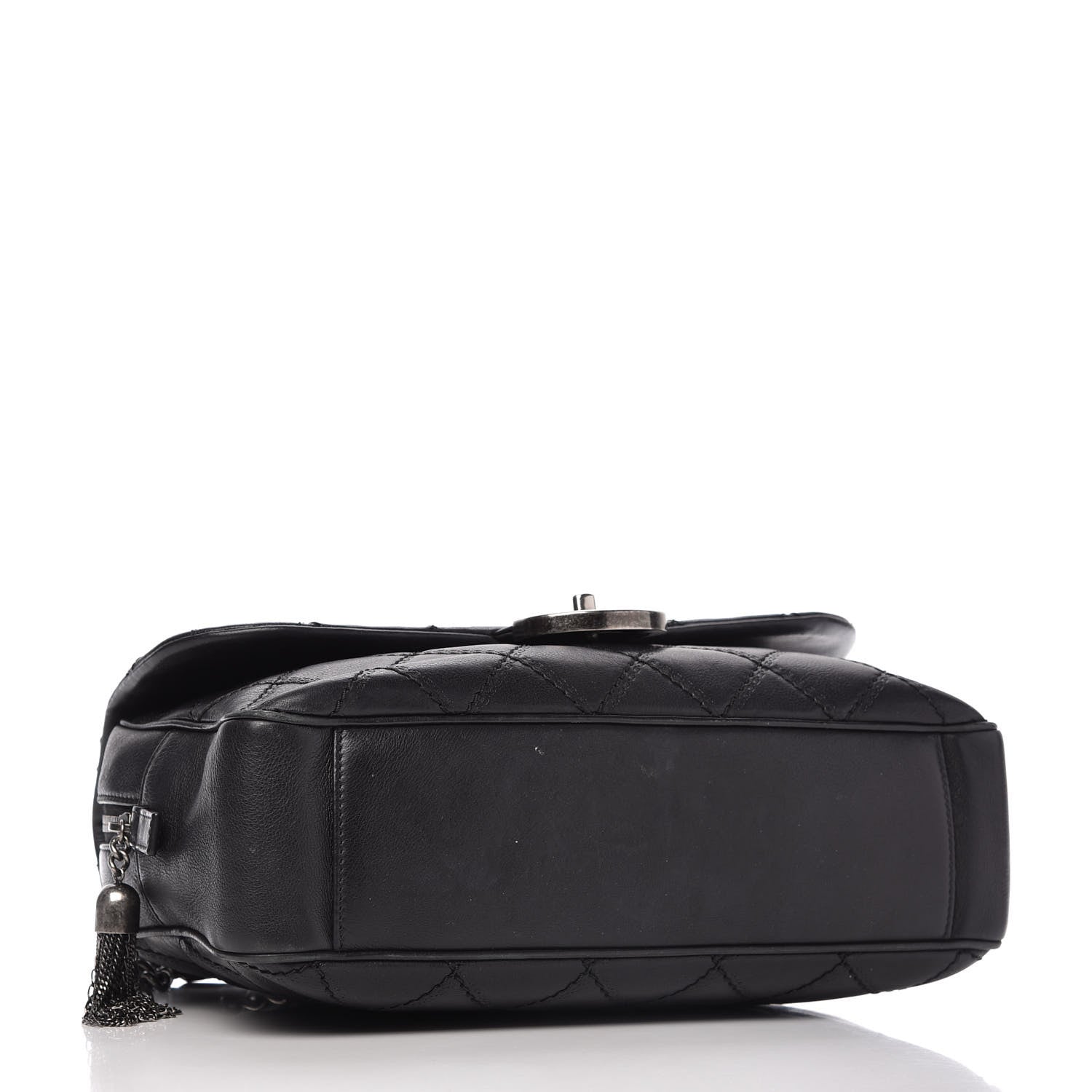 Chanel Calfskin Quilted Jumbo Coco Sporran Flap Black 4 of 10