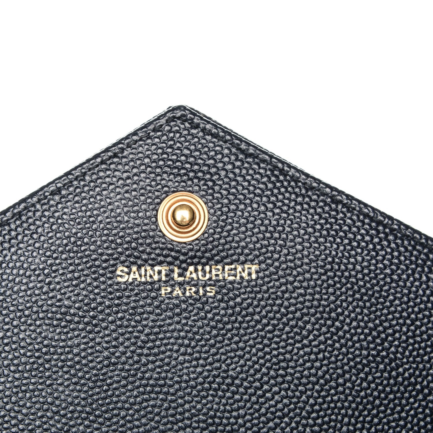 Saint Laurent Grain de Poudre Matelasse Chevron Medium Monogram Chain Wallet Navy 6 of 7