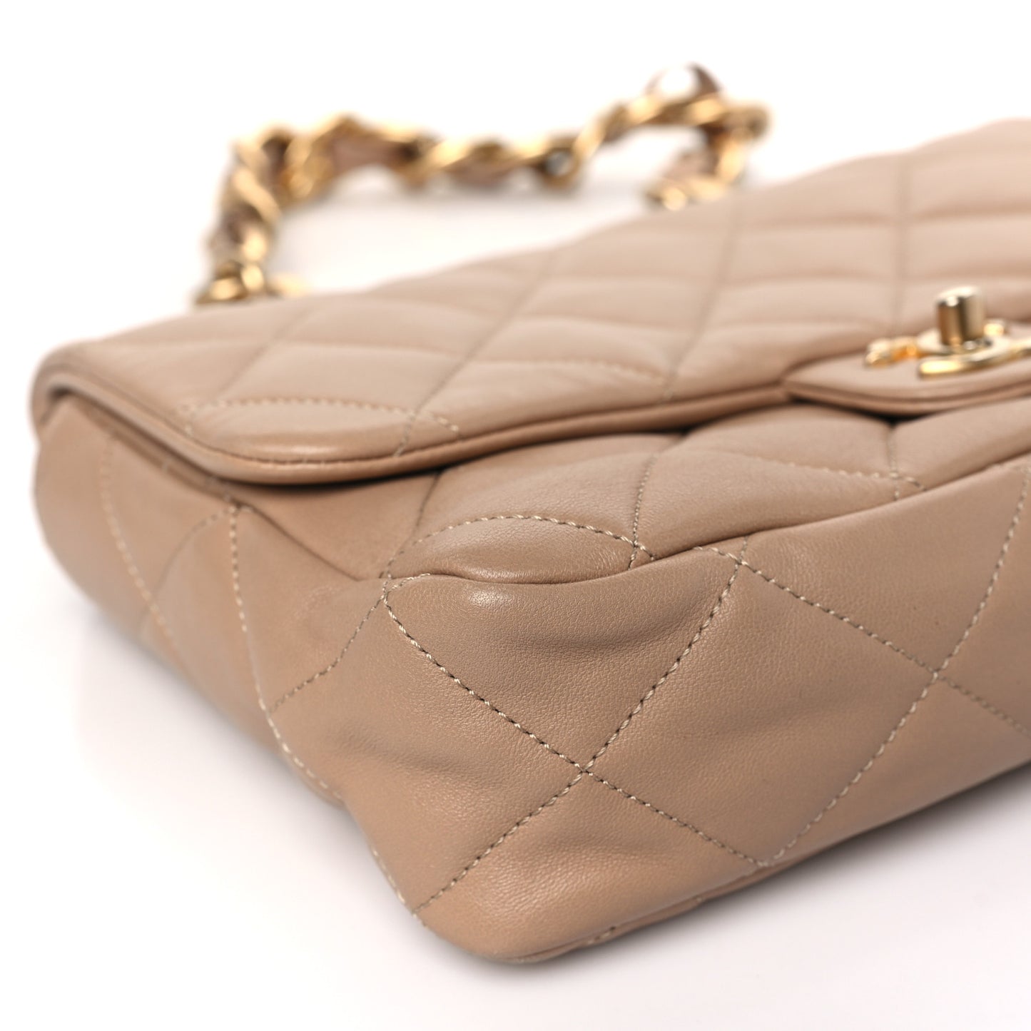 Lambskin Quilted Large CC Funky Town Flap Beige