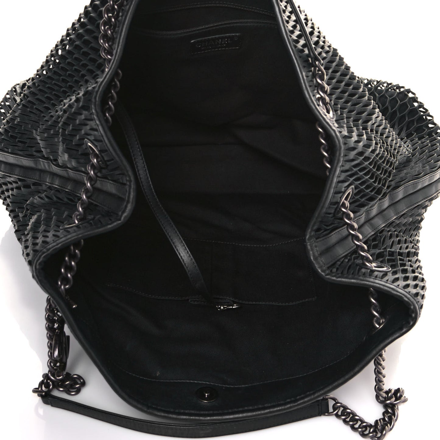 Calfskin Laser Cut Perforated CC Tote Black