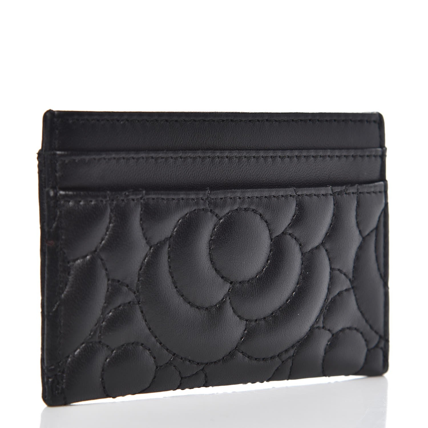 Chanel Lambskin Camellia Embossed Card Holder Black 3 of 9