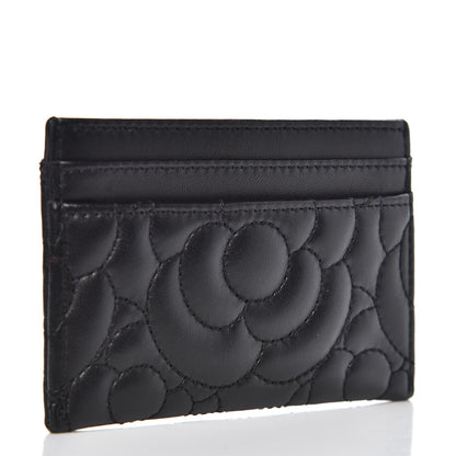 Chanel Lambskin Camellia Embossed Card Holder Black 3 of 9