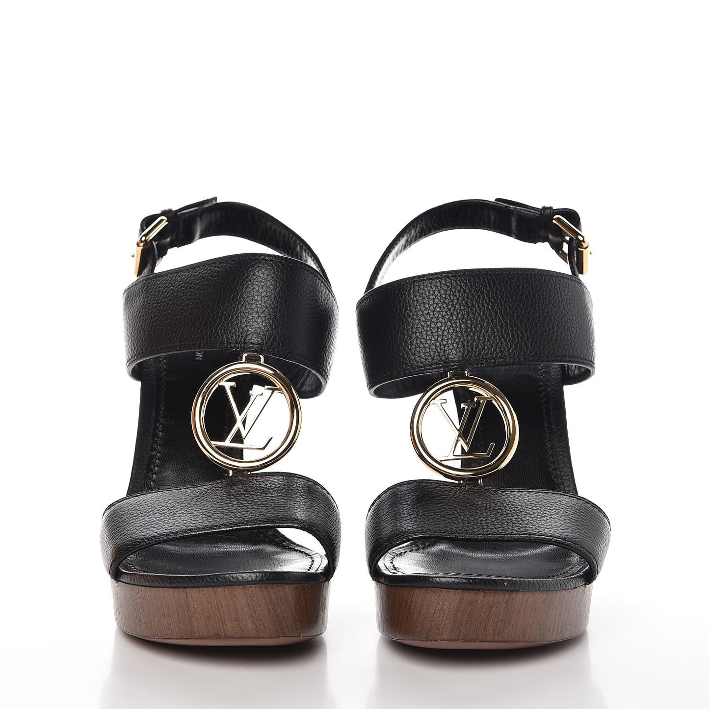 Calfskin Vedette Wedge Sandals 41 Black