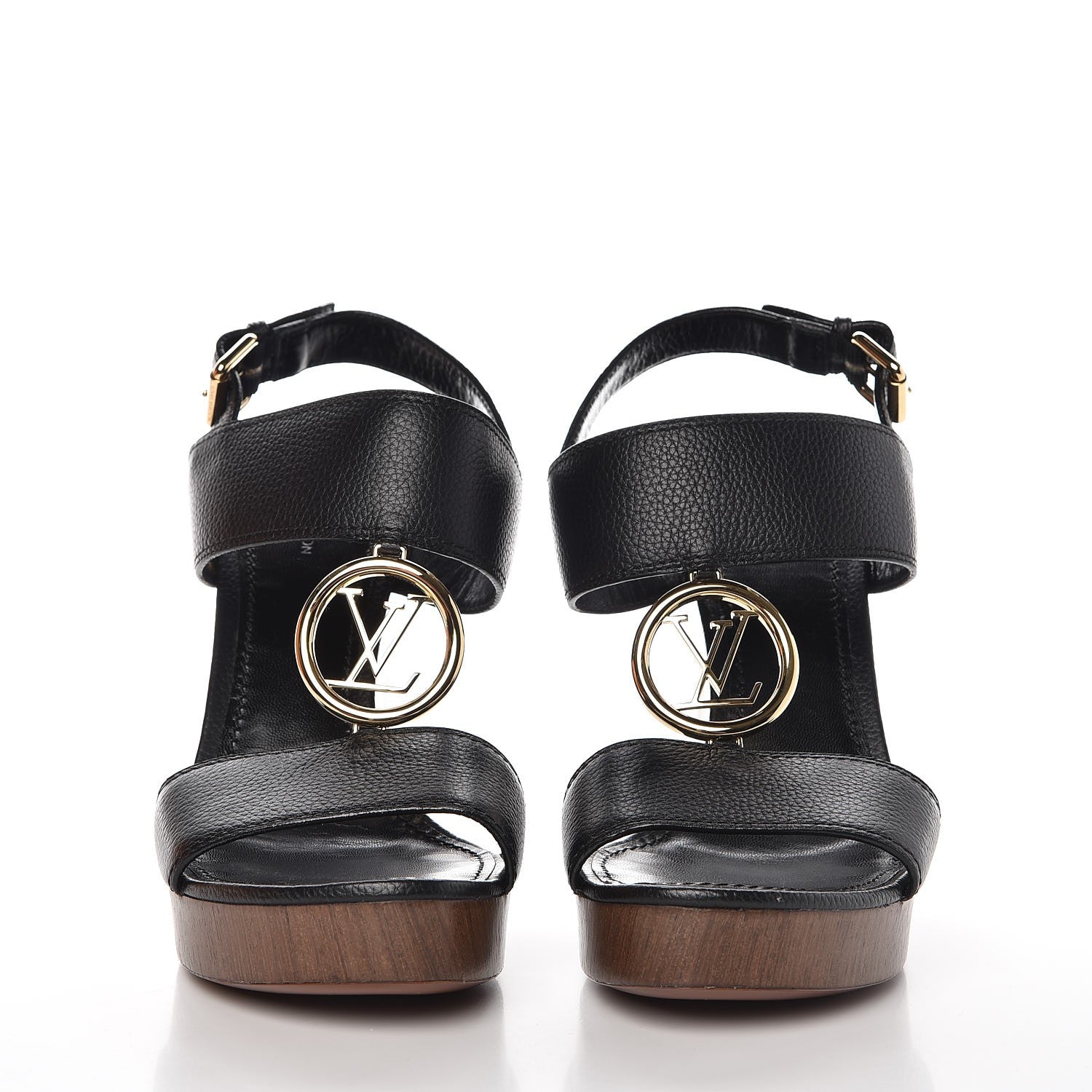 Louis Vuitton Calfskin Vedette Wedge Sandals 41 Black 2 of 10