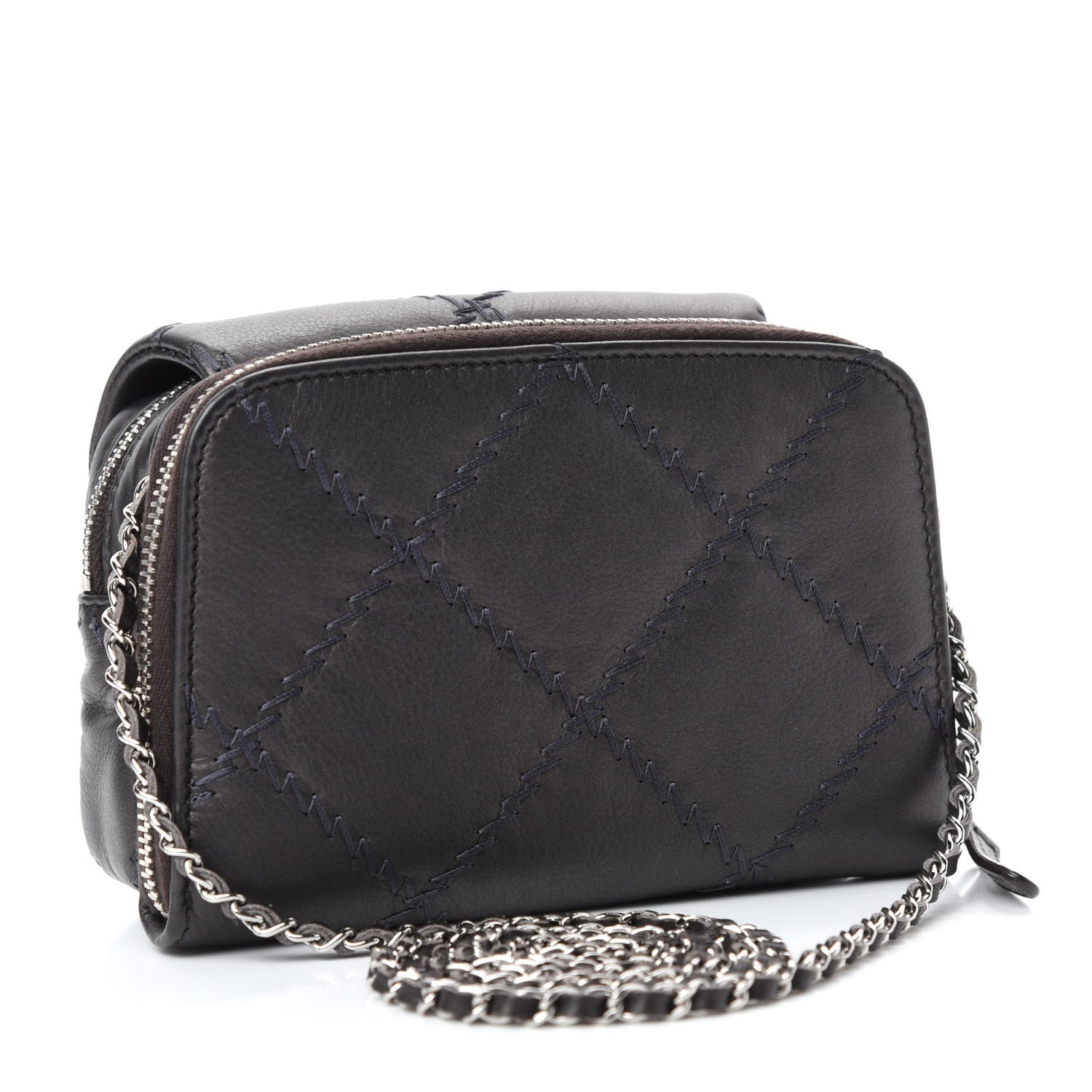 Chanel Metallic Lambskin Stitched New Mini Flap Grey 3 of 12