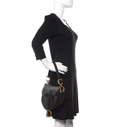Christian Dior Grained Calfskin Saddle Bag Black 2 of 9