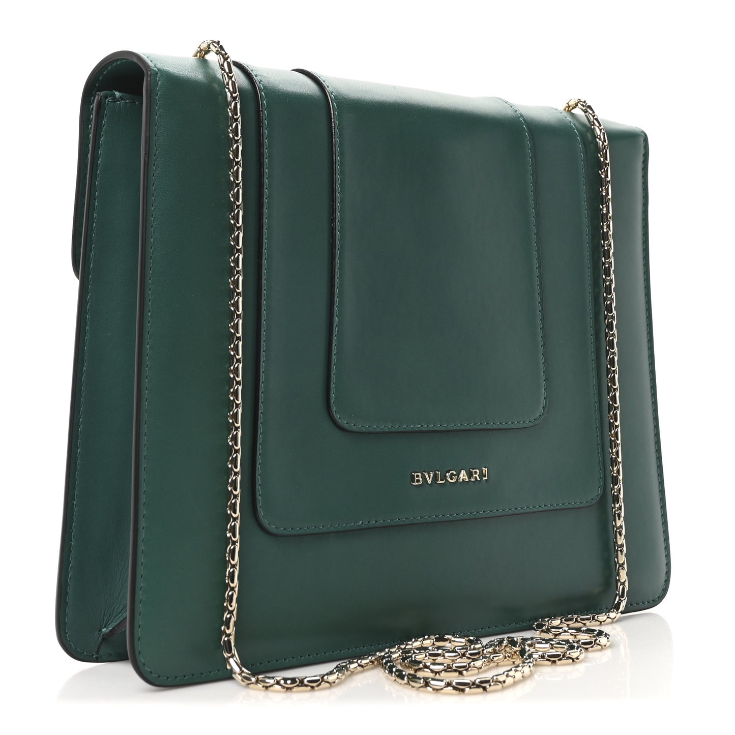 Calfskin Serpenti Forever Snake Strap Crossbody Bag Emerald Green